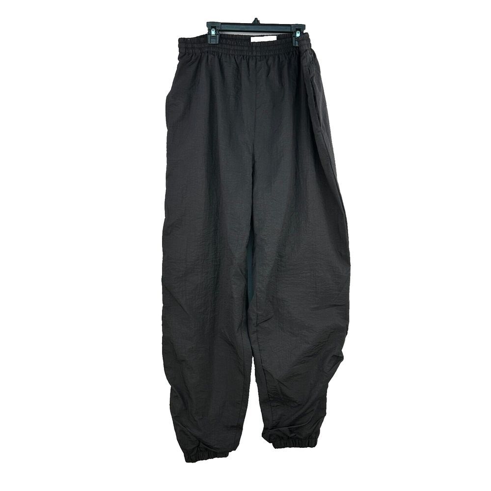 Vintage Franklin Track Pants Mens L Black Nylon Tapered Leg Outdoor‎ Zip Ankles
